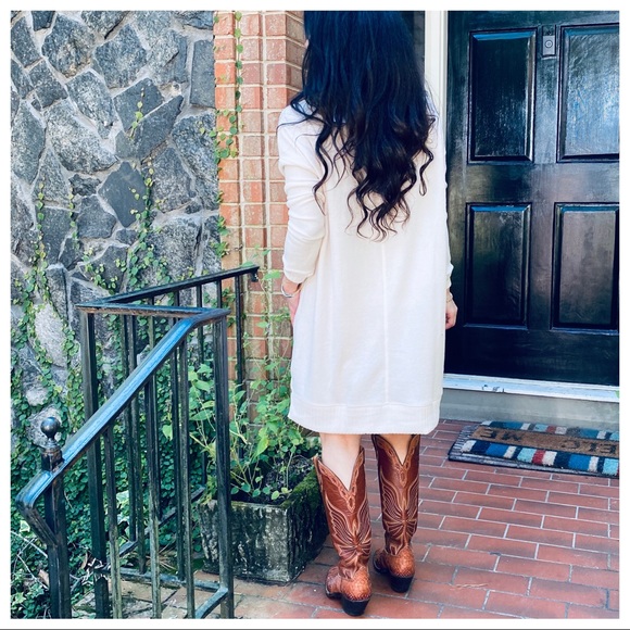 Loose fit off white knit cowl neck tunic sweater - Picture 2 of 11